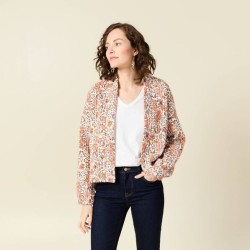 Bonobo Gilet imprimé manches longues blanc femme